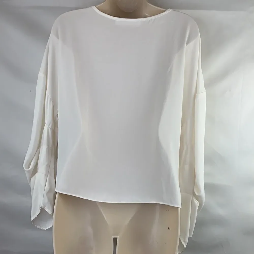 Amanda Uprichard NY ivory popover blouse size small NWT